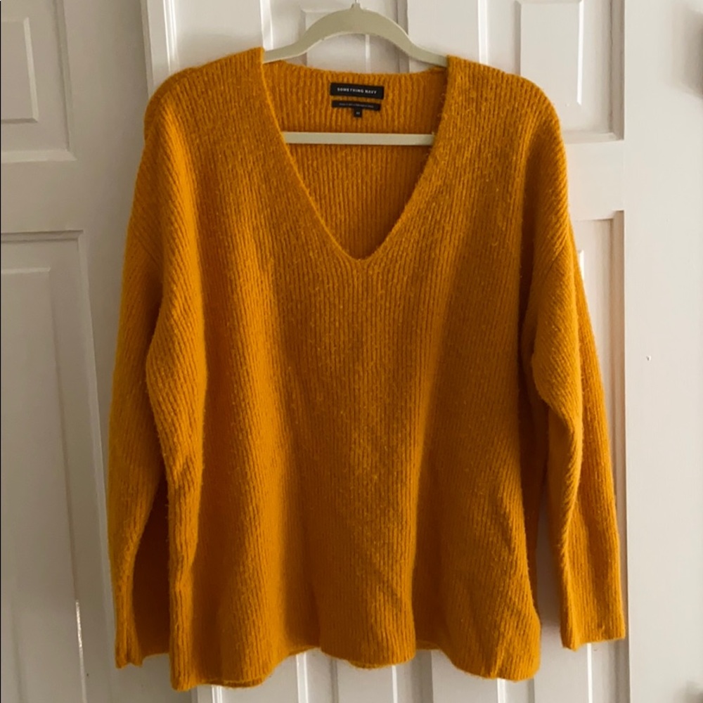 something navy low neckline slouchy pullover